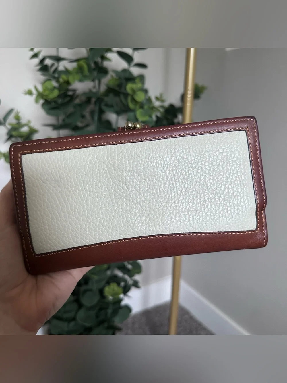 Coach Cream and Brown Leather Wallet